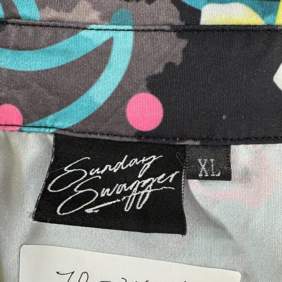 Sunday Swagger Polo Shirt Mens XL Floral Short Sleeve Golf Stretch‎ TP-3404 - Picture 6 of 8